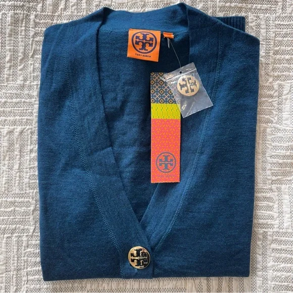 Tory Burch Merino Wool Cardigan – Winter Teal 💙✨ - Picture 12 of 12